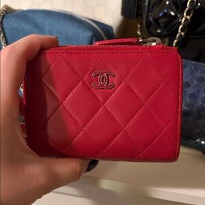 CHANEL Red Quilted Wallet